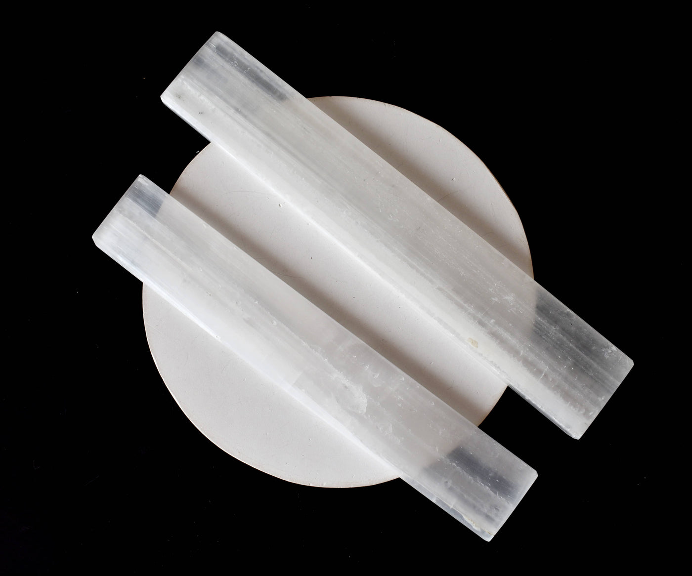 6" Selenite Charging Plate, Polished Selenite Crystal Slab