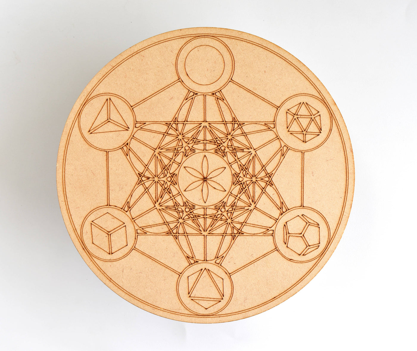 Tree of Life with 7 Chakras Crystal Grid Board, 6" Wooden Crystal Grid Plate