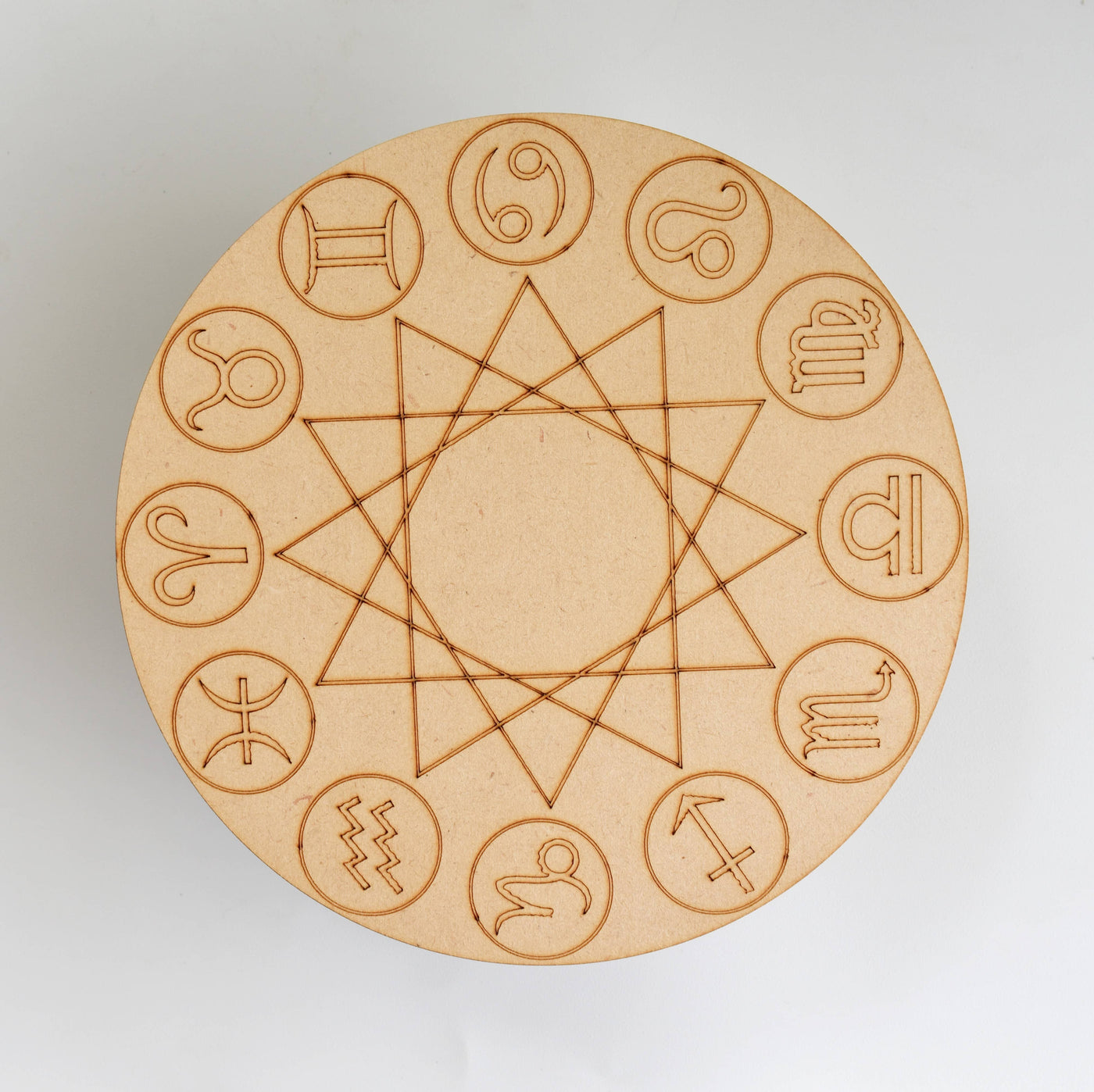 Norse Runes Crystal Grid Board, Wooden 6" Vegvisir Grid Plate