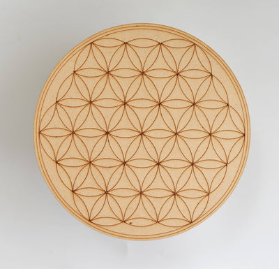 7 Chakra Yoga Crystal Grid Board, 6" Wooden Crystal Grid Plate
