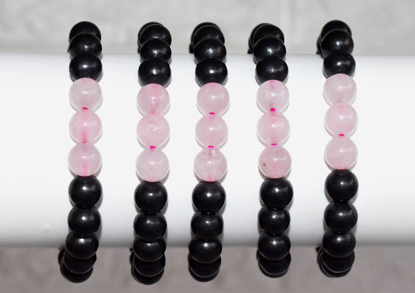EMF Protection Crystal Bracelet, EMF Bracelet (Shungite Black, Rose Quartz)