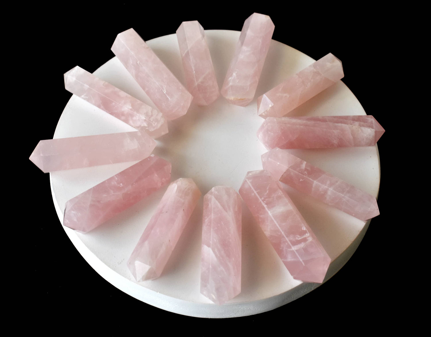 Cristal de quartz rose à double terminaison - Cristal de crayon de quartz rose à double pointe