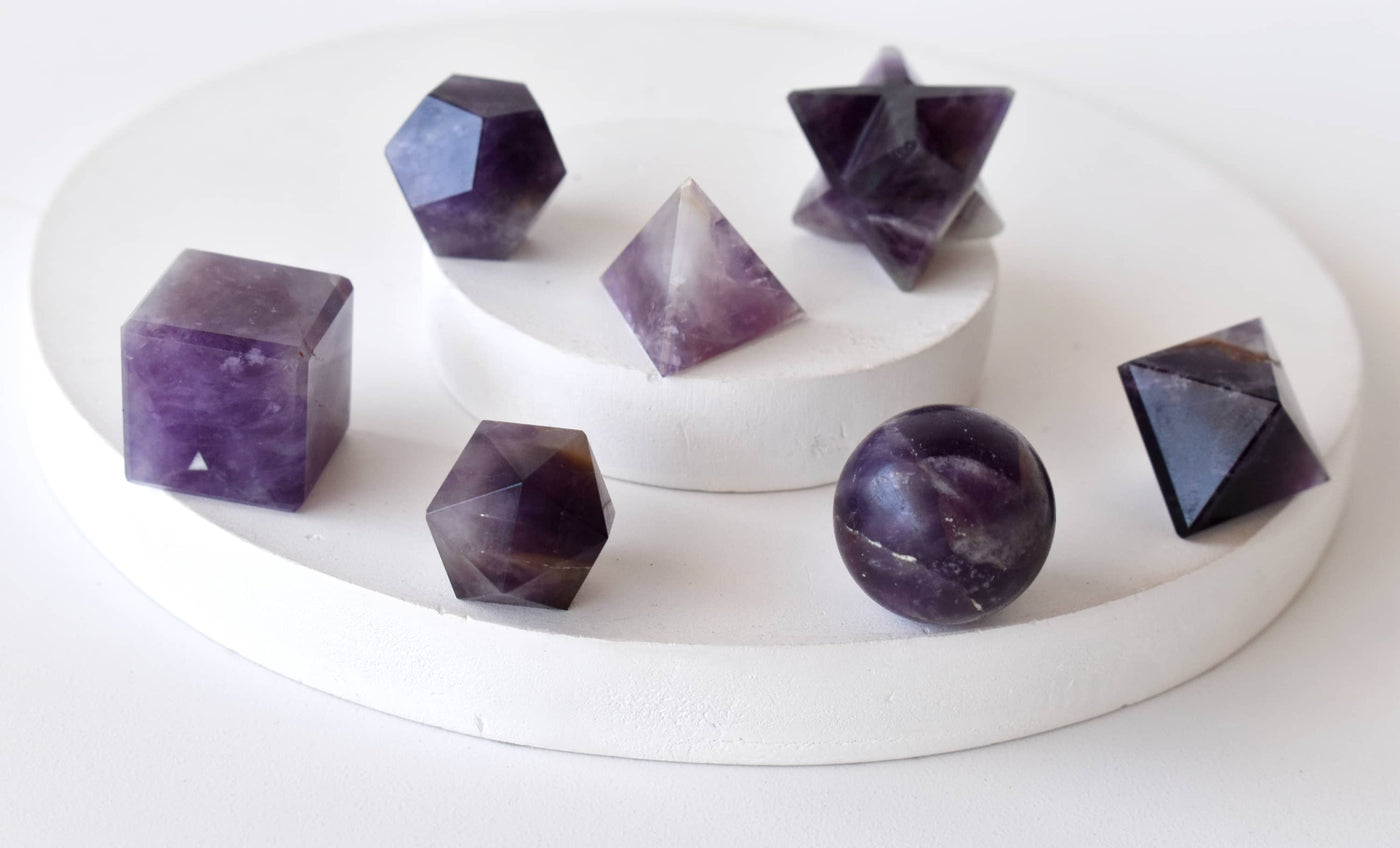 Amethyst Geometry Set (Clairvoyance and Breaking Addictions)-The beautiful violet stone