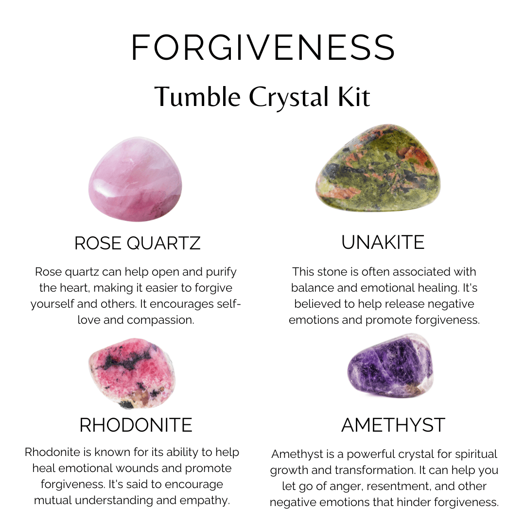Encourage FORGIVENESS Crystal Kit, Gemstone Tumble Kit, Forgiveness Crystal Gift Set