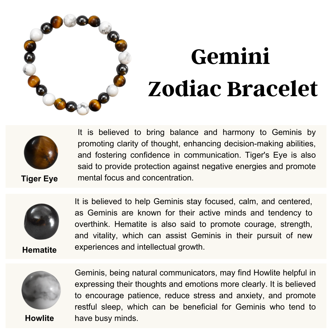 Gemini Zodiac Crystal Bracelet, Gemini Gifts