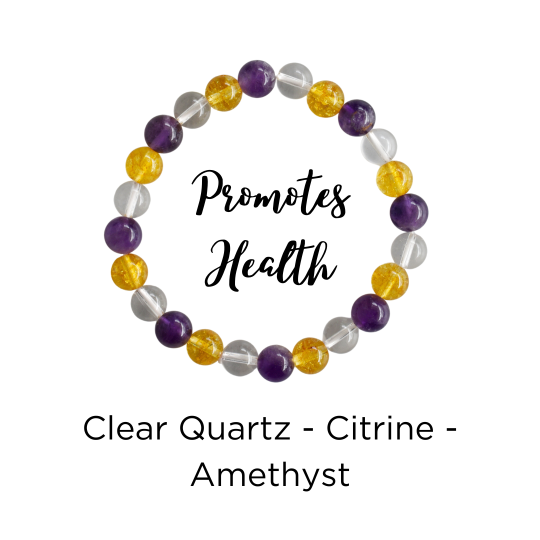 Promotes HEALTH Crystal Bracelet ( Boost Motivation, Spiritual Growth, Clarity)