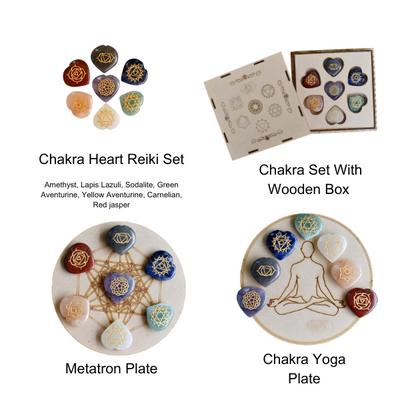 7 Chakra Heart Set ~ Guérison métaphysique, Crystal Pencil, Crystal Grid Sessions.