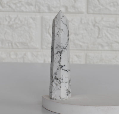 Howlite Obélisque Tower Point - Crystal Point, Healing Crystal Tower Point