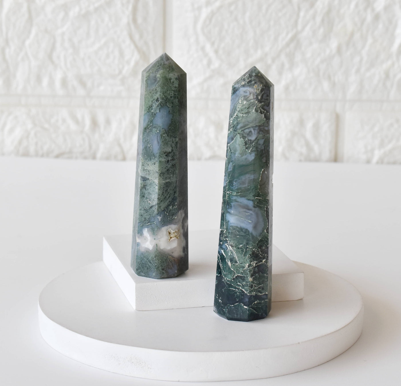Moss Agate Tower Point (Tranquility and Emotional Balance)