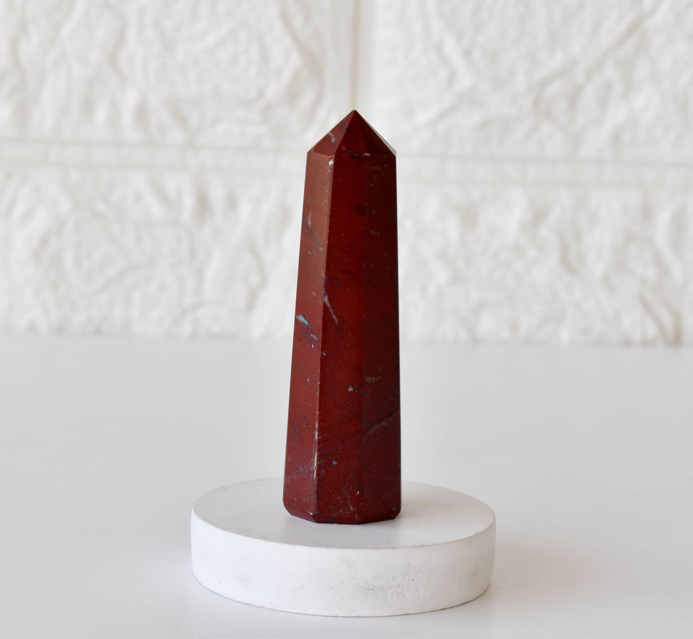 Point de tour d'obélisque de jaspe rouge - Point de cristal, point de tour de cristal de guérison