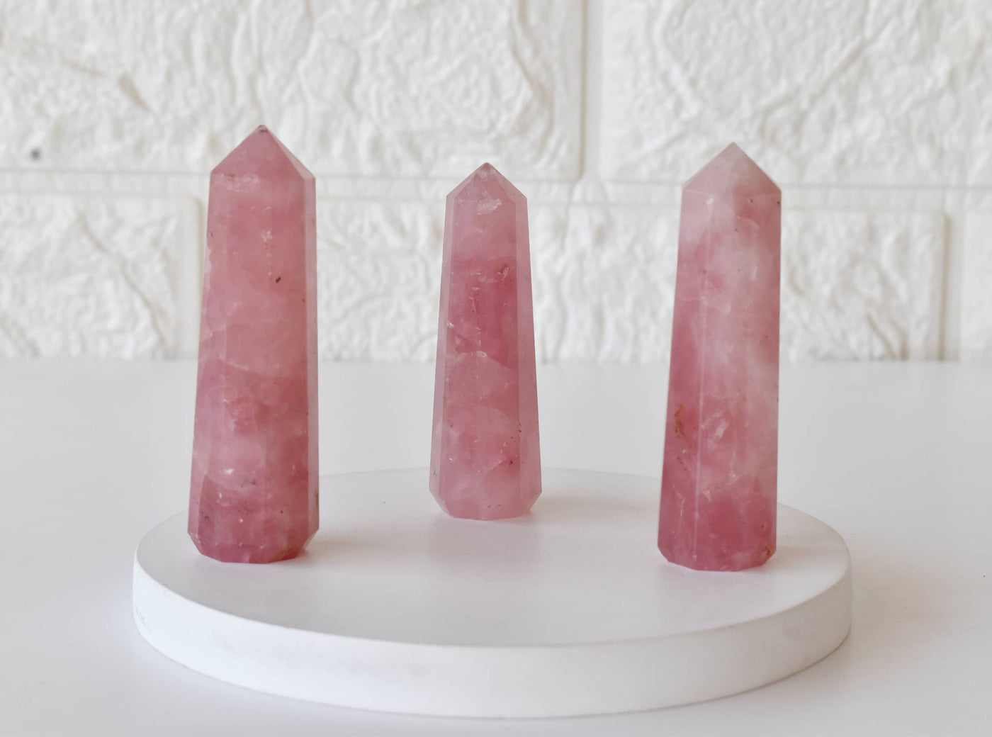 Point de tour d'obélisque de quartz rose - Point de cristal, point de tour de cristal de guérison