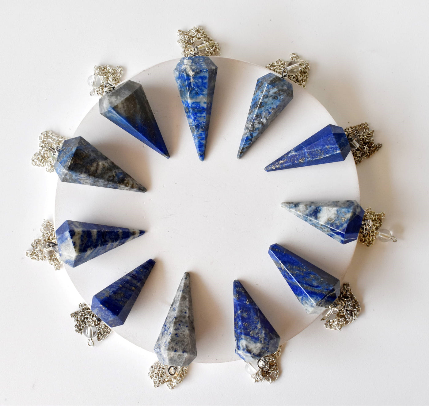 Pendule Hexagone Facetté Lapis Lazuli, Pendule Cristal