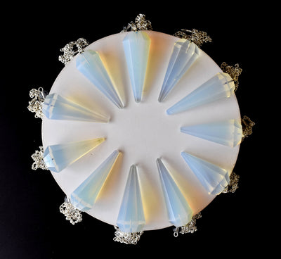 Pendule Hexagone Facette Opale, Pendule Cristal