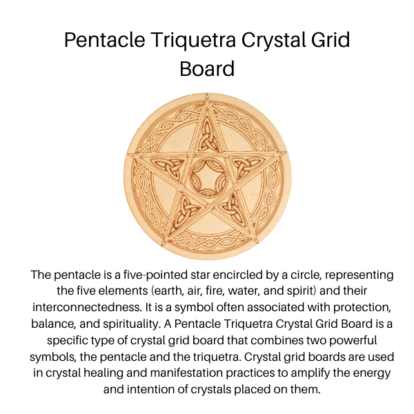 Pentacle Crystal Grid Board, 6" Wooden Crystal Grid Plate