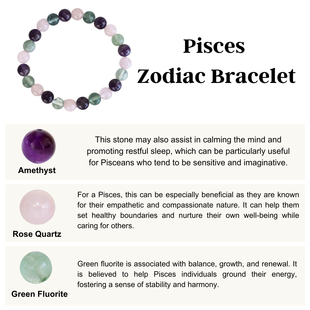 Pisces Zodiac Crystal Bracelet, Pisces Gifts Pisces Birthstones