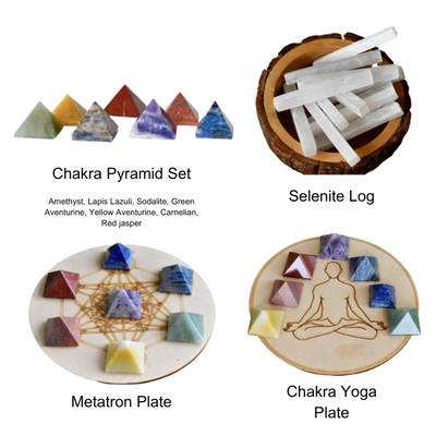 Pyramide de cristal à 7 chakras ~ Pyramide à 7 chakras pour la guérison, la grille de cristal et l'équilibrage des chakras