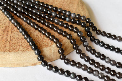 Black Obsidian Beads, Natural Round Crystal Beads 4mm to 18mm