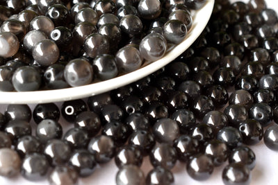 Perles rondes en obsidienne noire, A Grade 4mm, 6mm, 8mm, 10mm, 12mm, 14mm, 18mm Perles rondes