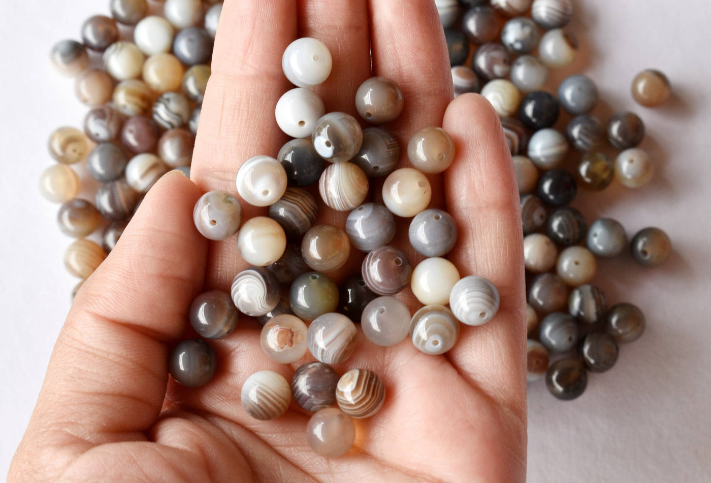 Agate du Botswana A Grade 4mm, 6mm, 8mm, 10mm, 12mm Perles rondes 
