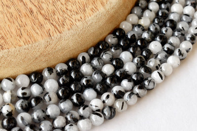 Black Rutile Beads, Natural Round Crystal Beads 6mm to 12mm