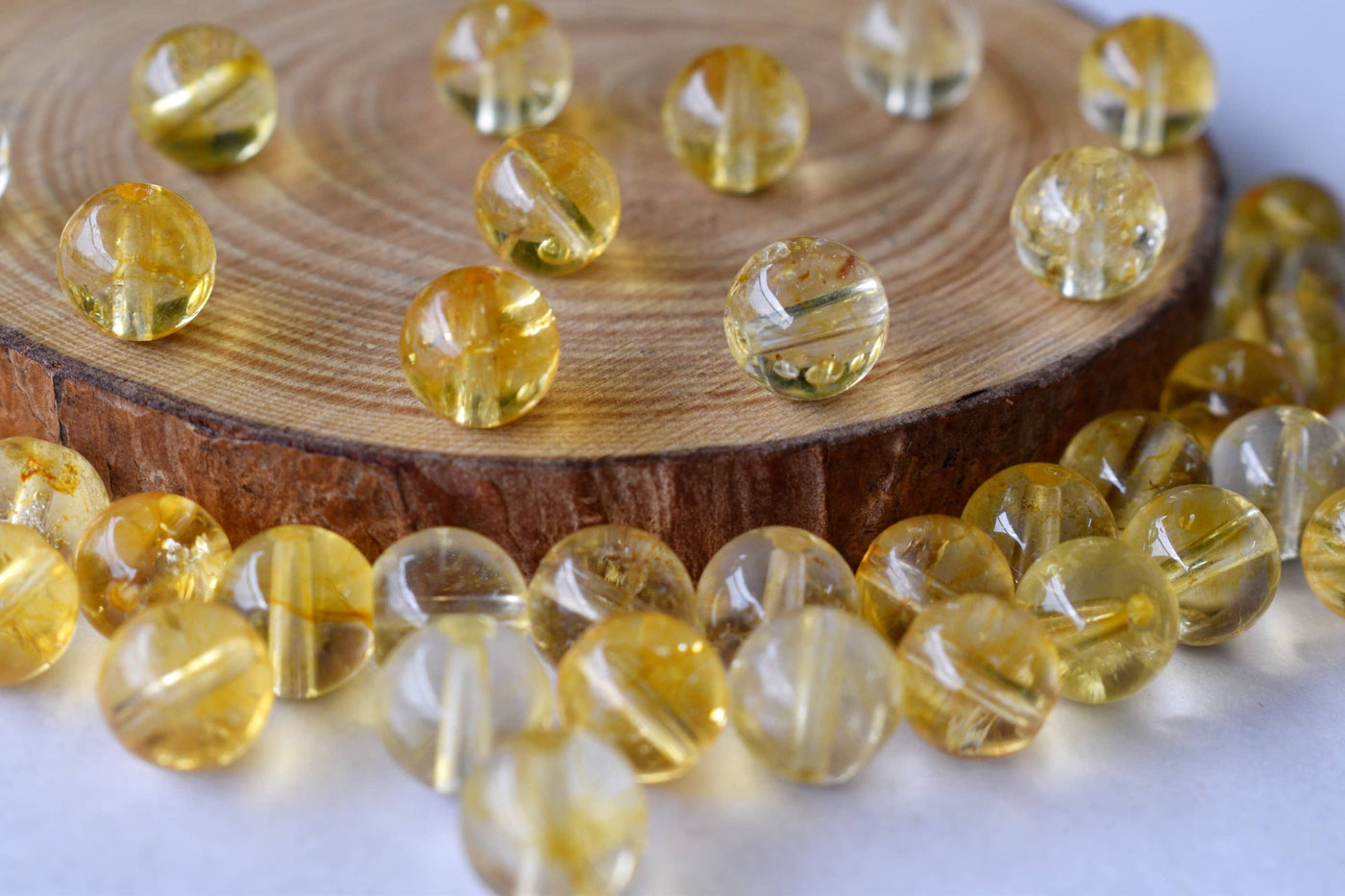 Citrine Beads, Natural Round Crystal Beads 6mm to 10mm