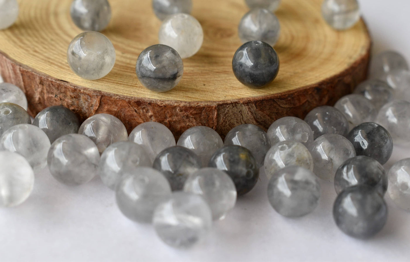 Cloudy Quartz Beads, Natural Round Crystal Beads 6mm to 10mm