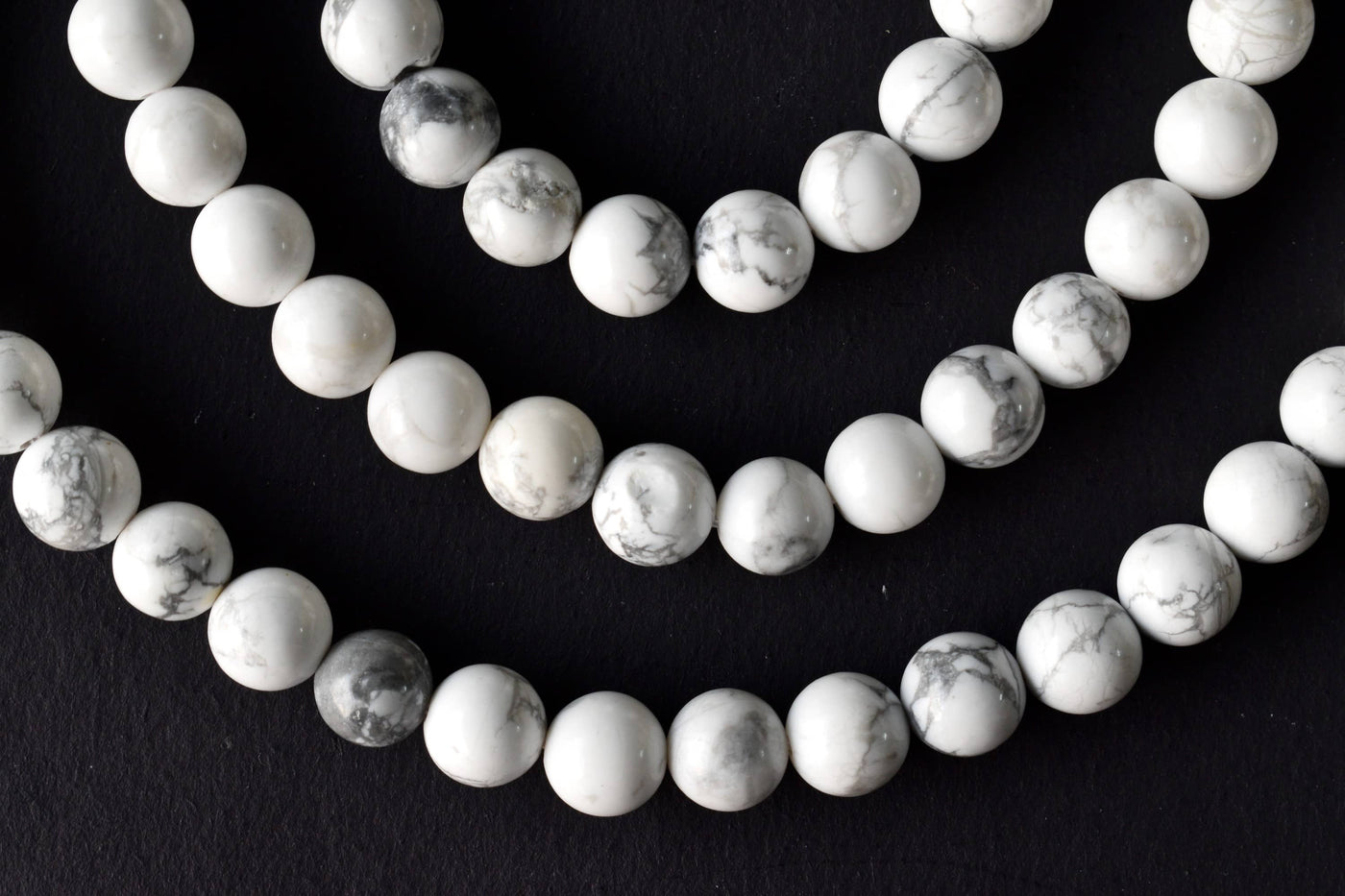 Perles rondes Howlite A Grade 4mm, 6mm, 8mm, 10mm, 12mm, 14mm 