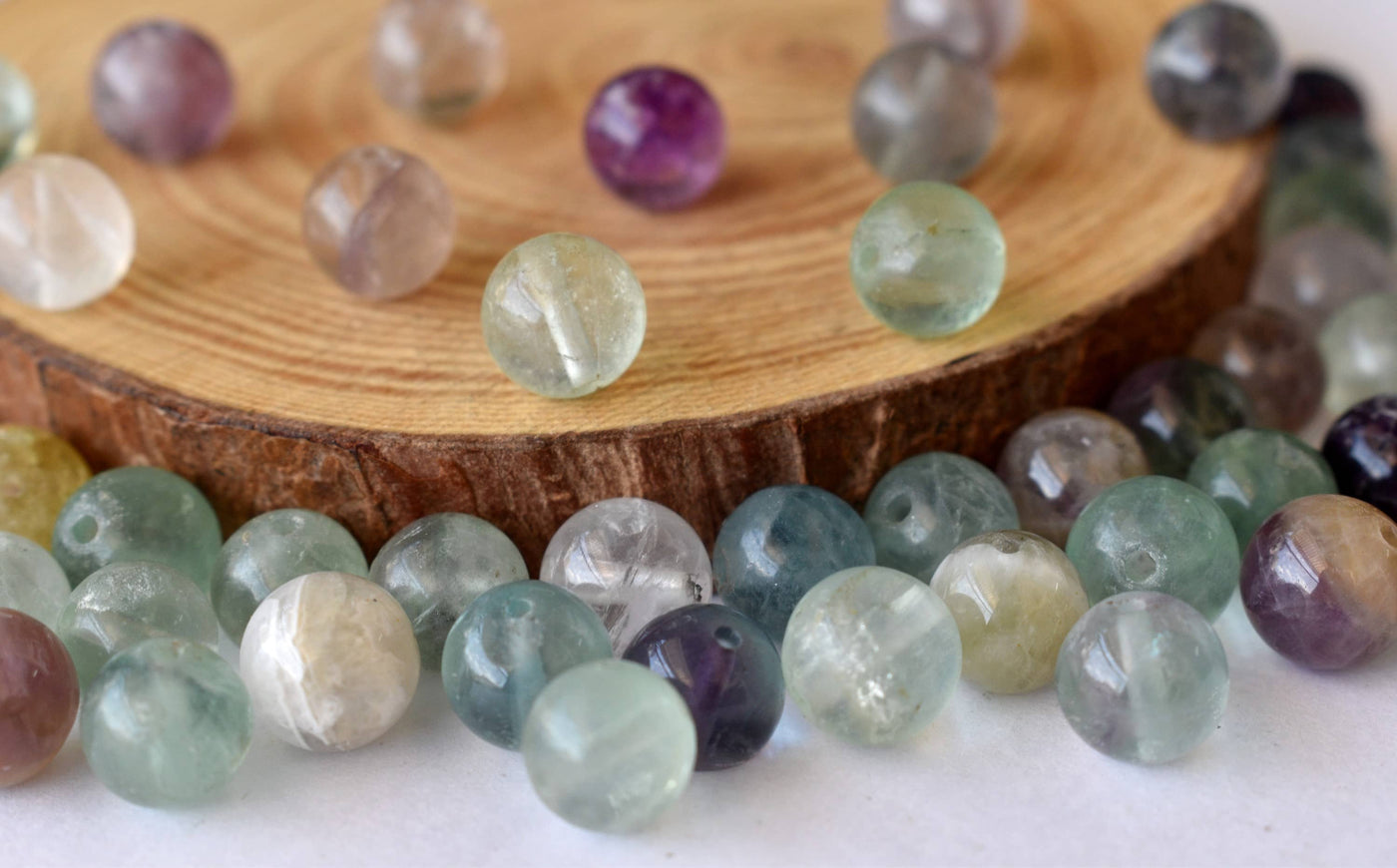 Multi Fluorite Beads, Natural Round Crystal Beads 4mm to 12mm