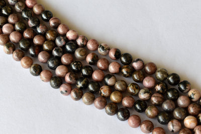 Rhodonite Beads, Natural Round Crystal Beads 4mm to 12mm