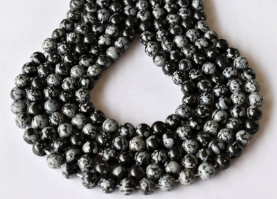 Obsidienne noire flocon de neige A Grade 4mm, 6mm, 8mm, 10mm, 12mm Perles rondes