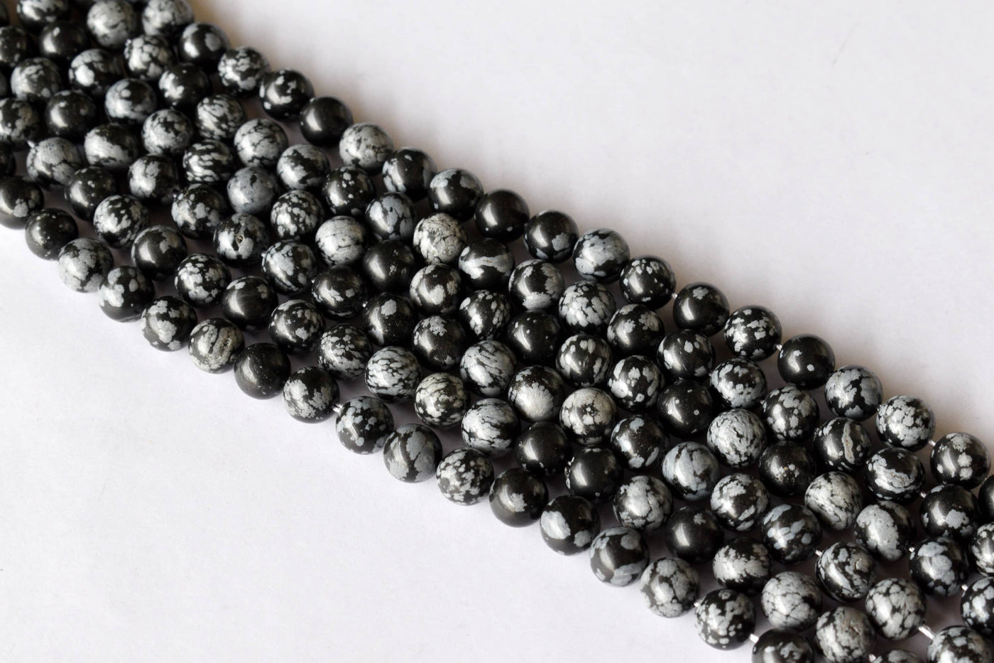 Snowflake Black Obsidian Beads, Natural Round Crystal Beads 4mm to 12mm