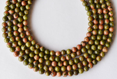 Unakite Beads, Natural Round Crystal Beads 4mm to 12mm