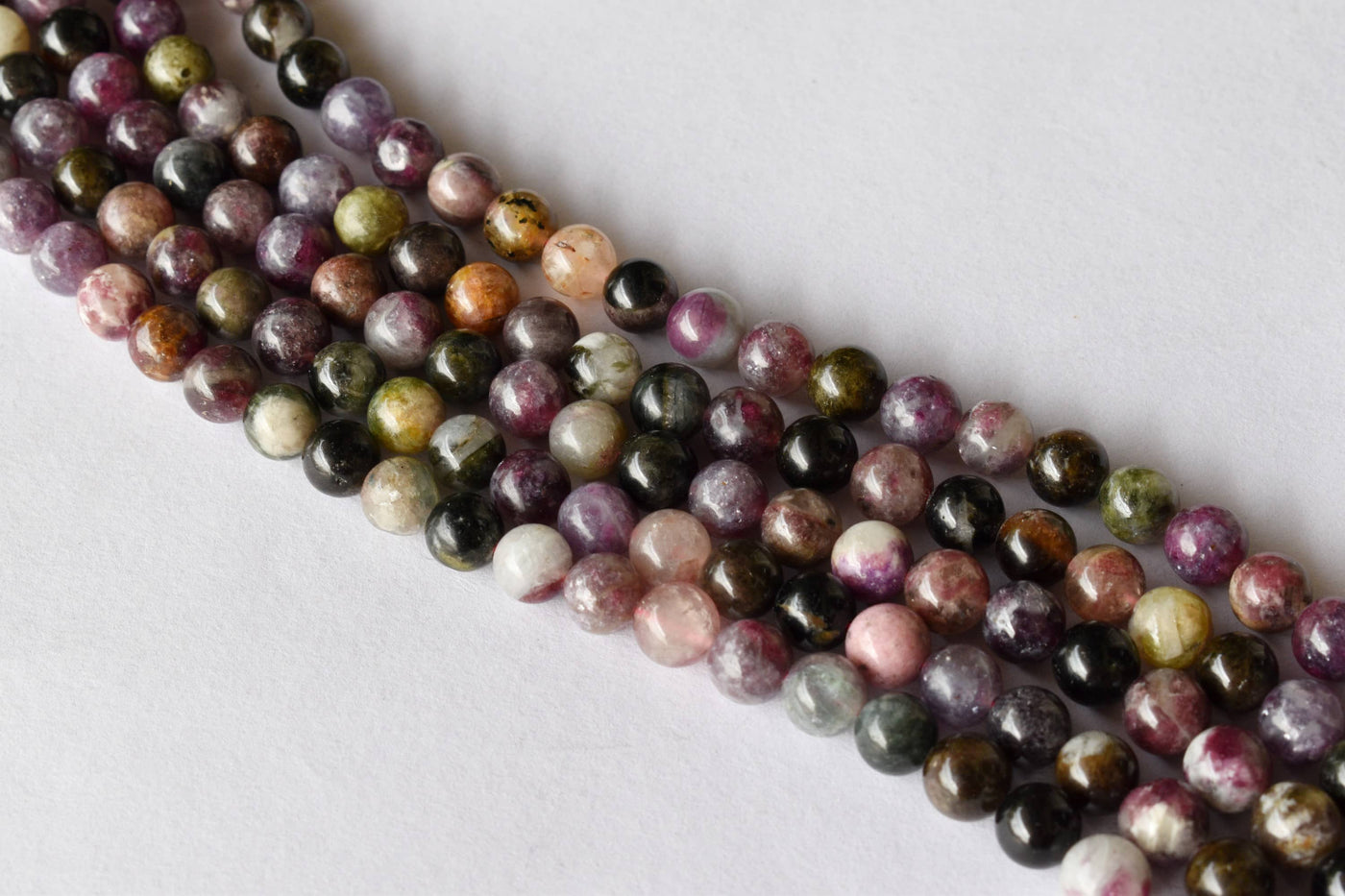 Watermelon Tourmaline Beads, Natural Round Crystal Beads 6mm to 10mm