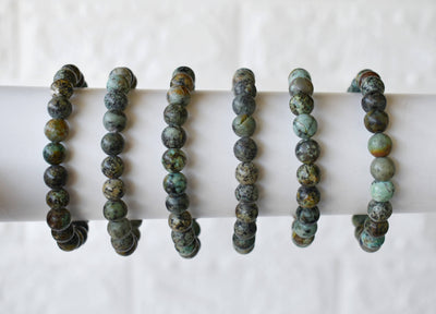 Bracelet Turquoise Africain 4MM, 6MM, 8MM, 10MM, 12MM Un Bracelet de Perles Rondes Bracelet de Pierres Précieuses Pierres de Guérison