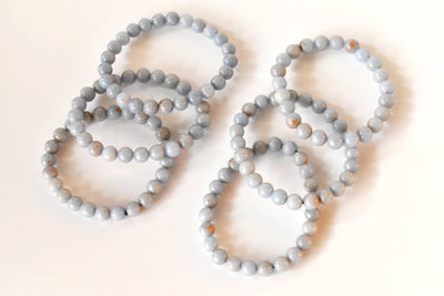 Bracelet Angelite 4 MM, 6 MM, 8 MM, 10 MM, 12 MM Bracelet de perles rondes AAA, Bracelet de pierres précieuses pierres de guérison
