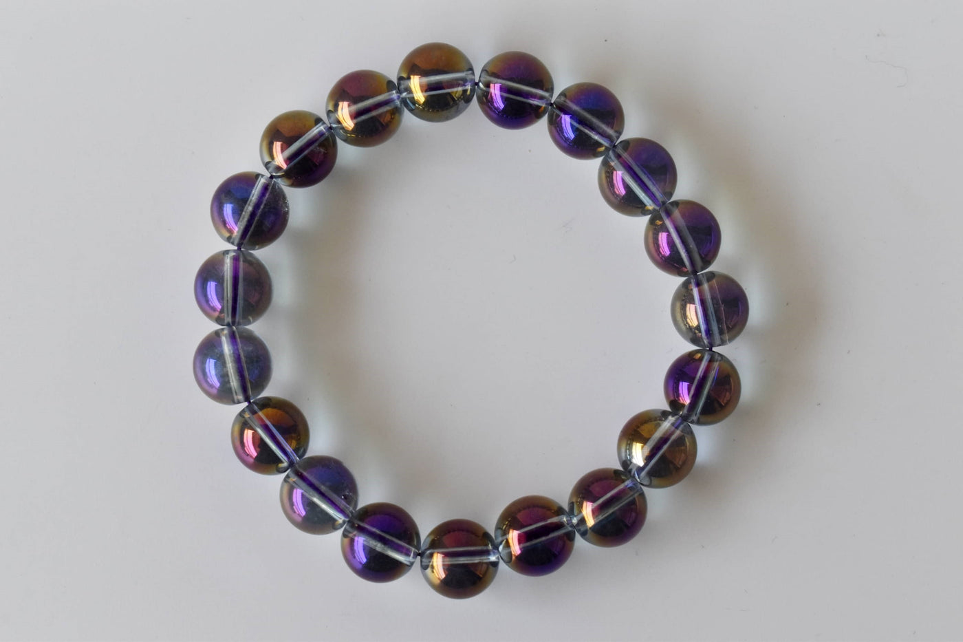Bracelet en améthyste quartz naturel Aura, bracelet en cristal perlé rond de 10 mm