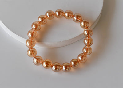 Bracelet Citrine Quartz Aura naturel, 8 mm, bracelet en cristal perlé rond 10 mm