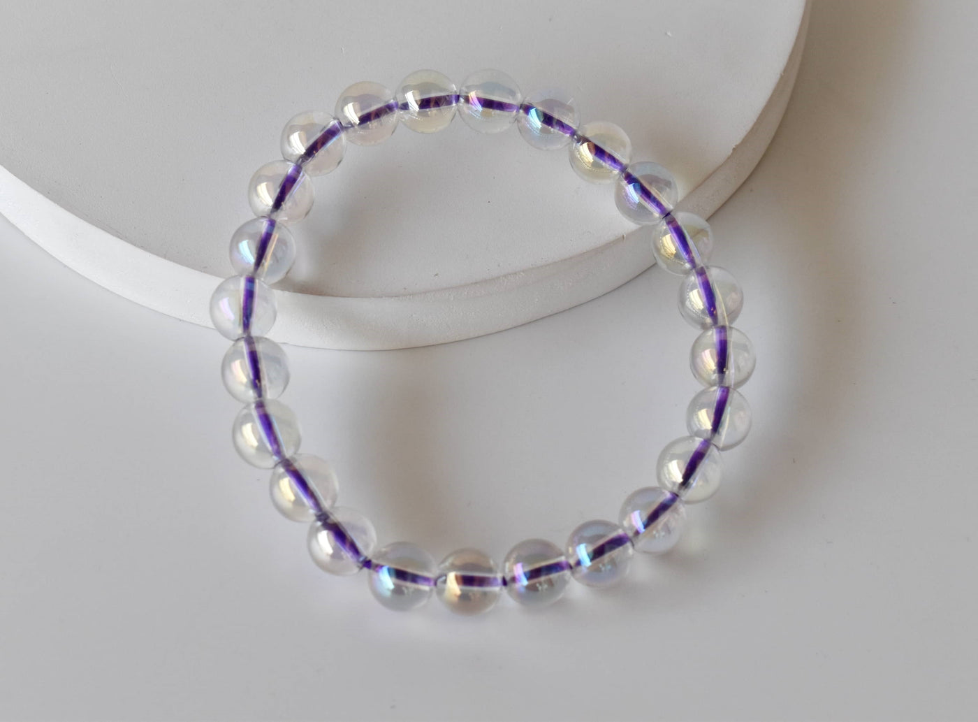 Aura Quartz Rainbow Moonstone Bracelet (Compassion and Patience)