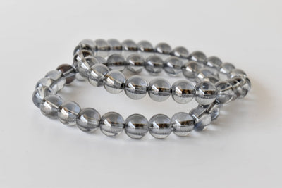 Bracelet en quartz fumé Aura Quartz naturel, 8 mm, bracelet en cristal perlé rond de 10 mm
