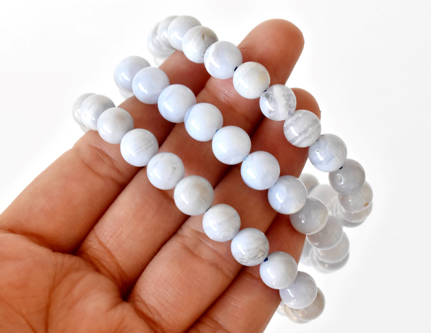 Bracelet en agate de dentelle bleue 4MM, 6MM, 8MM, 10MM Un bracelet de perles rondes, bracelet de pierres précieuses pierres de guérison