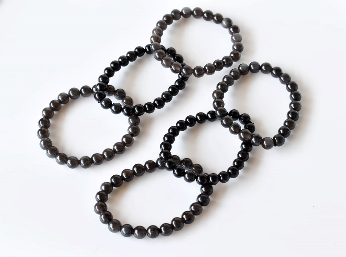 Bracelet Obsidienne Noire 4MM, 6MM, 8MM, 10MM, 12MM Un Bracelet de Perles Rondes, Bracelet Pierres Précieuses Pierres de Guérison