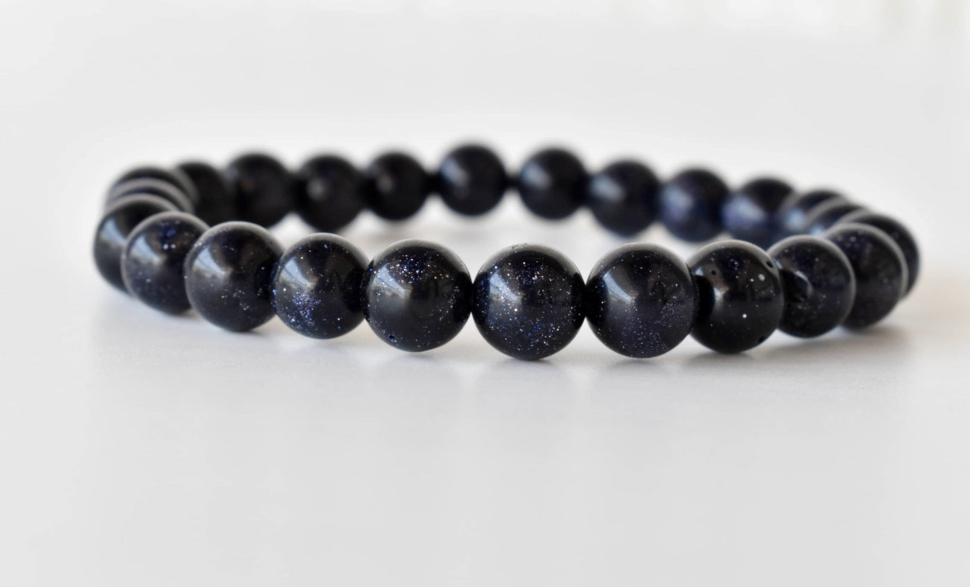 Bracelet en grès bleu 4 MM, 6 MM, 8 MM, 10 MM, 12 MM Un bracelet de perles rondes, bracelet de pierres précieuses pierres de guérison