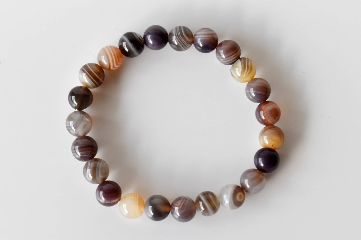 Bracelet en agate du Botswana 4MM, 6MM, 8MM, 10MM, 12MM Un bracelet de perles rondes, bracelet de pierres précieuses pierres de guérison