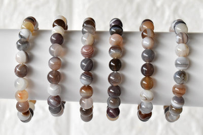 Bracelet en agate du Botswana 4MM, 6MM, 8MM, 10MM, 12MM Un bracelet de perles rondes, bracelet de pierres précieuses pierres de guérison
