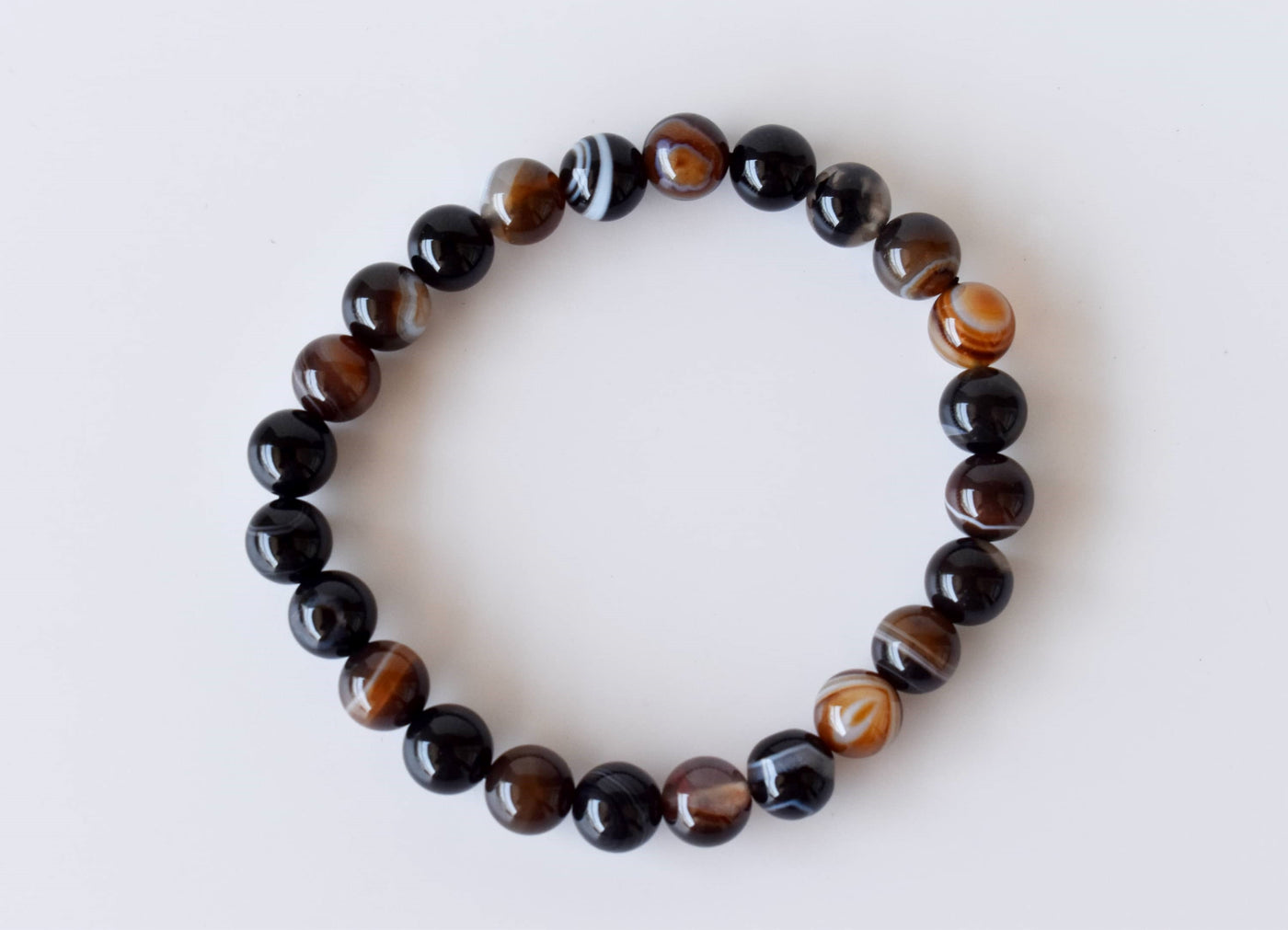 Bracelet en agate Sulemani noire 6MM, 8MM, 10MM, 12MM Bracelet de perles rondes AAA, pierres précieuses Bracelet pierres de guérison