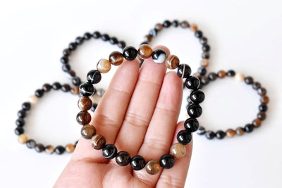 Bracelet en agate Sulemani noire 6MM, 8MM, 10MM, 12MM Bracelet de perles rondes AAA, pierres précieuses Bracelet pierres de guérison