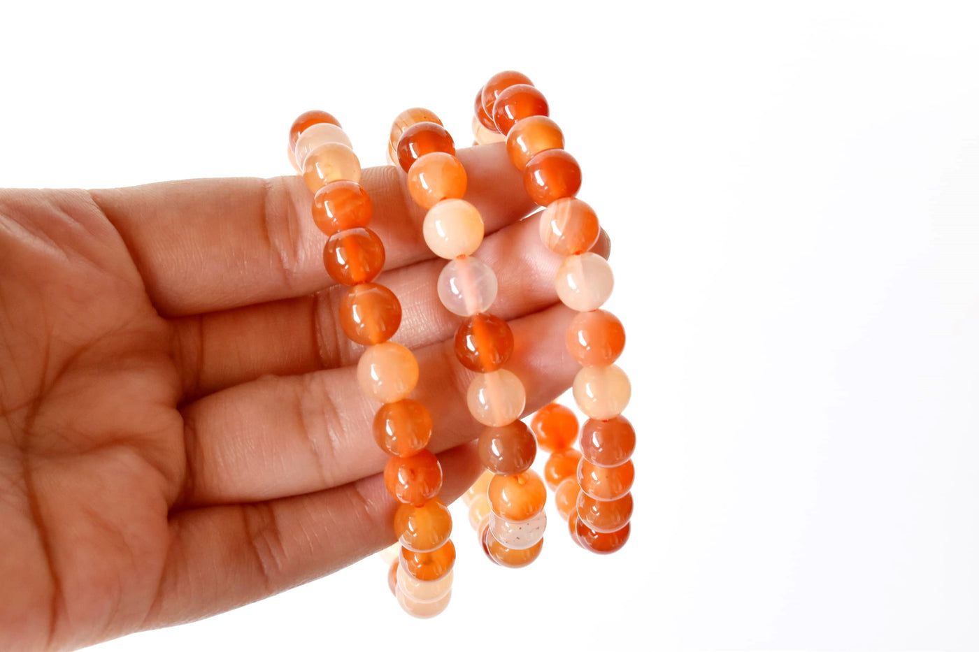 Bracelet en cornaline - Perle ronde 6MM, 8MM, 10MM, 12MM Bracelet de pierres précieuses pour la guérison