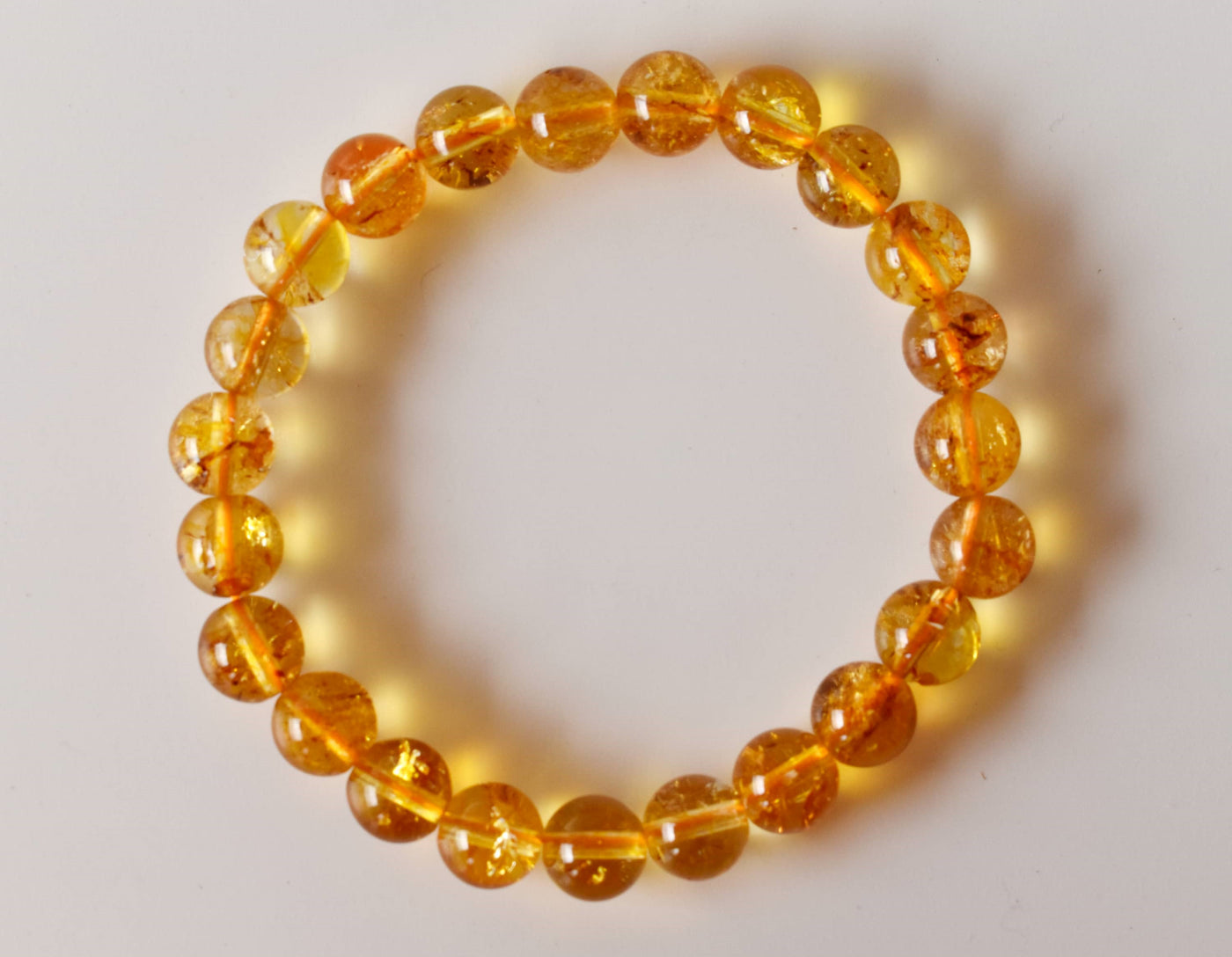 Bracelet en citrine chauffée 4MM, 6MM,8MM, 10MM, 12MM Bracelet en cristal perlé rond