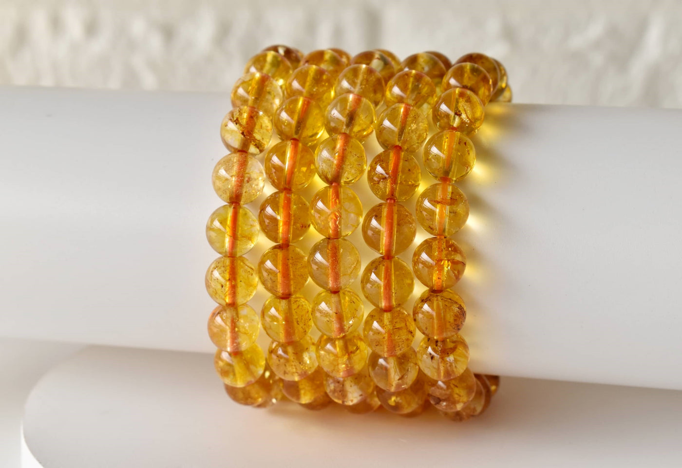 Bracelet en citrine chauffée 4MM, 6MM,8MM, 10MM, 12MM Bracelet en cristal perlé rond