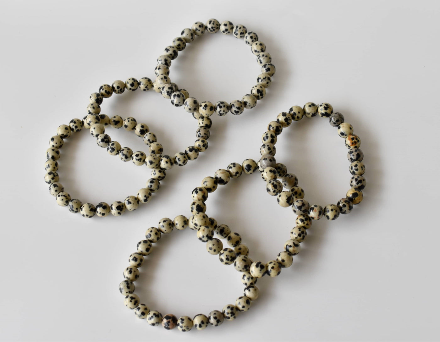 Bracelet Jaspe Dalmatien 4MM, 6MM, 8MM, 10MM, 12MM Un Bracelet de Perles Rondes, Bracelet de Pierres Précieuses Pierres de Guérison